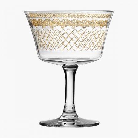 Retro Fizz 1910 Cocktailglas 20 cl - med guldmønster (6 stk.)