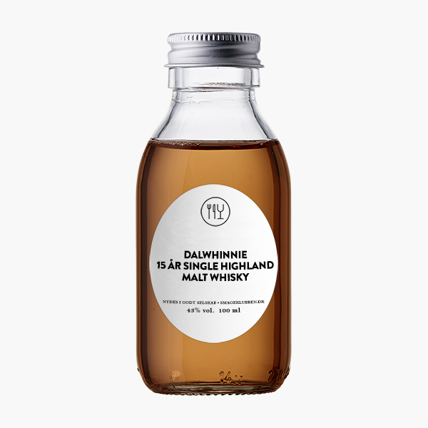 Dalwhinnie 15 år single malt whisky 43%, smageflaske,  5 cl / 10 cl